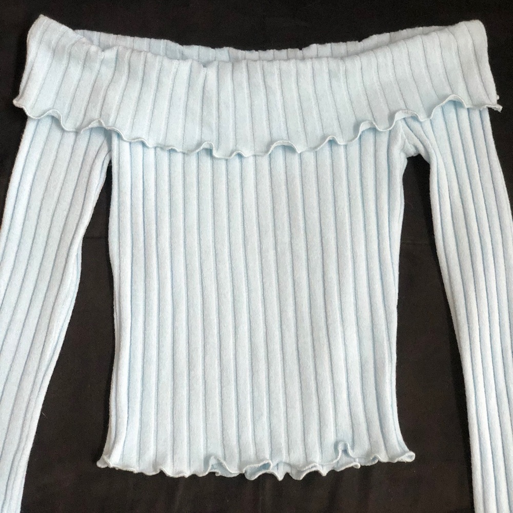 Cute blue off the shoulder blouse